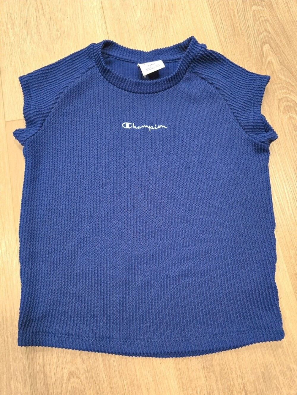 Champion Girls Textured Knit Sleeveless Baby Tee Dark Blue Size Large 14 - Picture 2 of 5